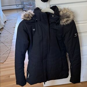 Obermeyer Tuscany II Black Ski Jacket with removable Faux Fur Hood